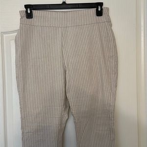 NY&Co tan and white stripe seersucker pants
